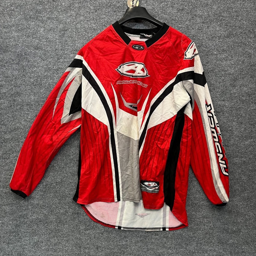 Vintage Answer Racing Motocross MTX Jersey Men's Red Black Graphic Sports -‎ XL